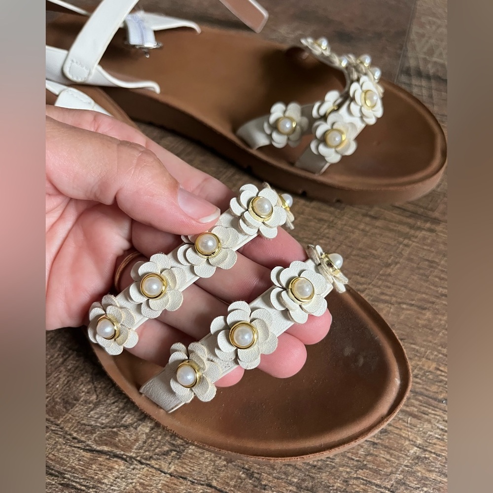 Sandals Bundle White Floral + Glitter Jelly Beach Shoes Lot girls size 3 - Picture 12 of 14